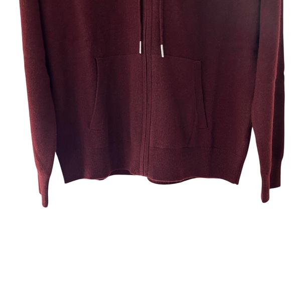 Quince Women’s Mongolian Cashmere Full Zip Hoodie L burgundy NWT - Picture 9 of 13